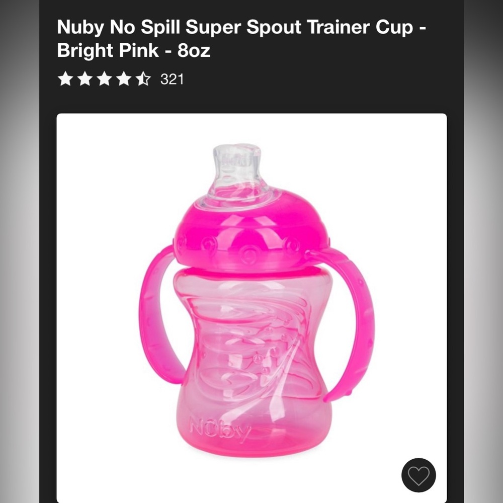 FREE IF BUNDLED Bright Pink No Spill Super Spout Trainer Cup - 8oz